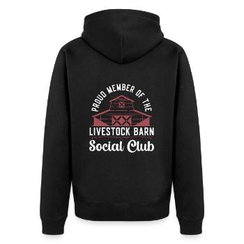 Livestock Breeder Proud Member Of Local Farmers - Unisex Premium Organic Zip Hoodie - black - Back - Nico (187cm)