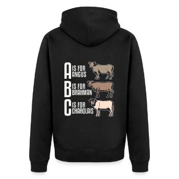 L’éleveur A est pour l’Angus B est pour l’éleveur - Veste à capuche bio Premium Unisexe - noir - Dos - Nico (187cm)