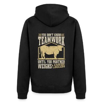 Livestock Breeder You Don't Know Teamwork Breeding - Unisex Premium Organic Zip Hoodie - black - Back - Nico (187cm)