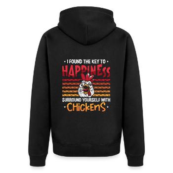 Poultry Farmer I Found The Key To Happiness Farmer - Unisex Premium Bio Zip Hoodie - Schwarz - Hinten - Nico (187cm)
