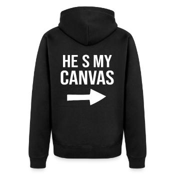 Meine Leinwand Meine Farbe - Paar Matching - Unisex Premium Bio Zip Hoodie - Schwarz - Hinten - Nico (187cm)