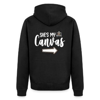 Meine Leinwand Meine Farbe - Paar Matching - Unisex Premium Bio Zip Hoodie - Schwarz - Hinten - Nico (187cm)