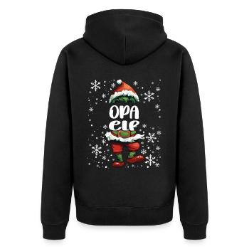 Weihnachtsoutfit Opa Elf - Unisex Premium Bio Zip Hoodie - Schwarz - Hinten - Nico (187cm)