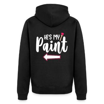 Meine Farbe Meine Leinwand - Paar Matching - Unisex Premium Bio Zip Hoodie - Schwarz - Hinten - Nico (187cm)