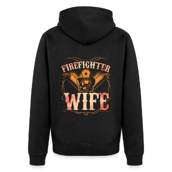 Feuerwehrmann Feuerwehrmannschaften´ - Unisex Premium Bio Zip Hoodie - Schwarz - Hinten - Nico (187cm)