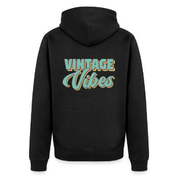 Vintage Vibes Old School Retro Pop - Unisex Premium Bio Zip Hoodie - Schwarz - Hinten - Nico (187cm)