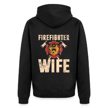 Feuerwehrmann Feuerwehrmannschaften´ - Unisex Premium Bio Zip Hoodie - Schwarz - Hinten - Nico (187cm)