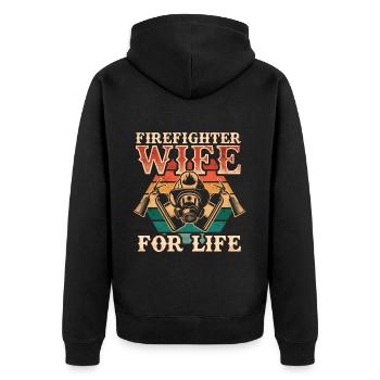 Feuerwehrmann Feuerwehrmannschaften´ - Unisex Premium Bio Zip Hoodie - Schwarz - Hinten - Nico (187cm)