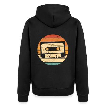 Retro Sunset Cassette Tape Old School - Unisex Premium Bio Zip Hoodie - Schwarz - Hinten - Nico (187cm)