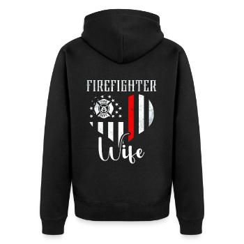 Feuerwehrmann Feuerwehrmannschaften´ - Unisex Premium Bio Zip Hoodie - Schwarz - Hinten - Nico (187cm)