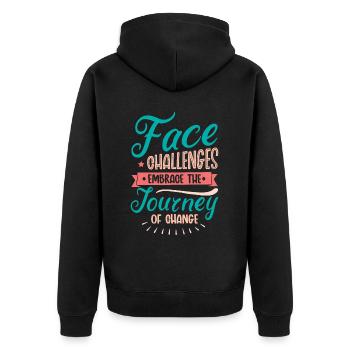 Embrace the Journey of Change Inspirational Positi - Unisex Premium Bio Zip Hoodie - Schwarz - Hinten - Nico (187cm)