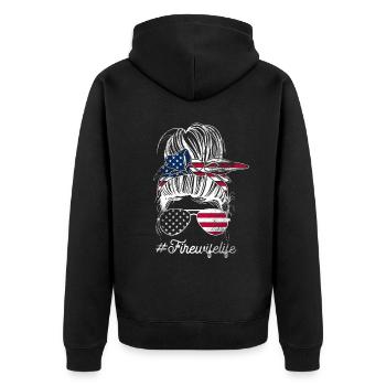 Feuerwehrmann Feuerwehrmannschaften´ - Unisex Premium Bio Zip Hoodie - Schwarz - Hinten - Nico (187cm)