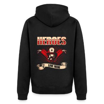 Feuerwehrmann Feuerwehrmannschaften´ - Unisex Premium Bio Zip Hoodie - Schwarz - Hinten - Nico (187cm)