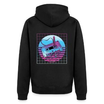 Vaporwave Cassette Player Retro Vintage Pop - Unisex Premium Bio Zip Hoodie - Schwarz - Hinten - Nico (187cm)