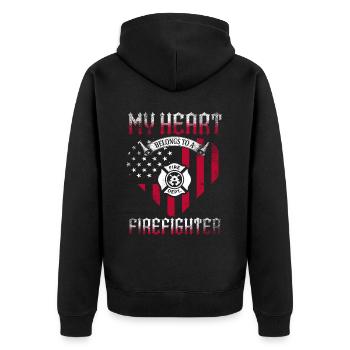 Feuerwehrmann Feuerwehrmannschaften´ - Unisex Premium Bio Zip Hoodie - Schwarz - Hinten - Nico (187cm)