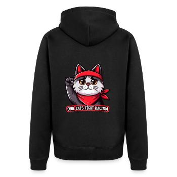 Cats fight against racism anti-racism - Unisex Premium Organic Zip Hoodie - black - Back - Nico (187cm)