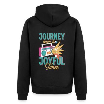 Journey Back to Joyful Times Vintage Retro Music L - Unisex Premium Bio Zip Hoodie - Schwarz - Hinten - Nico (187cm)