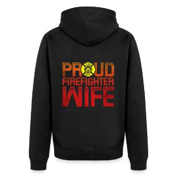 Feuerwehrmann Feuerwehrmannschaften´ - Unisex Premium Bio Zip Hoodie - Schwarz - Hinten - Nico (187cm)