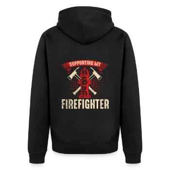 Feuerwehrmann Feuerwehrmannschaften´ - Unisex Premium Bio Zip Hoodie - Schwarz - Hinten - Nico (187cm)