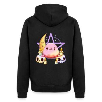 Kawaii Pastel Goth Blobfish croissant de lune crâne - Veste à capuche bio Premium Unisexe - noir - Dos - Nico (187cm)