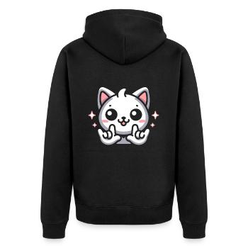 ILY Cat ASL Hand Gesture Deaf Hearing Loss - Unisex Premium Organic Zip Hoodie - black - Back - Nico (187cm)