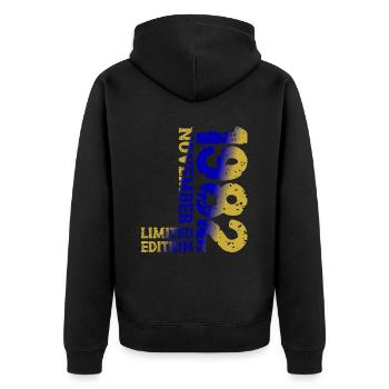 1982 November Limited Edition 41. Geburtstag Deko - Unisex Premium Bio Zip Hoodie - Schwarz - Hinten - Nico (187cm)