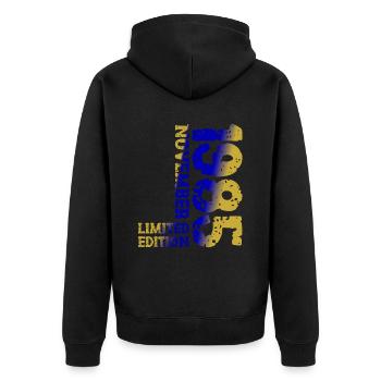 1985 November Limited Edition 38. Geburtstag Deko - Unisex Premium Bio Zip Hoodie - Schwarz - Hinten - Nico (187cm)