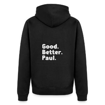 Good better Paul - Unisex Premium Bio Zip Hoodie - Schwarz - Hinten - Nico (187cm)
