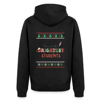 I teach the brightest Ones Retro Groovy Christmas - Unisex Premium Bio Zip Hoodie - Schwarz - Hinten - Nico (187cm)