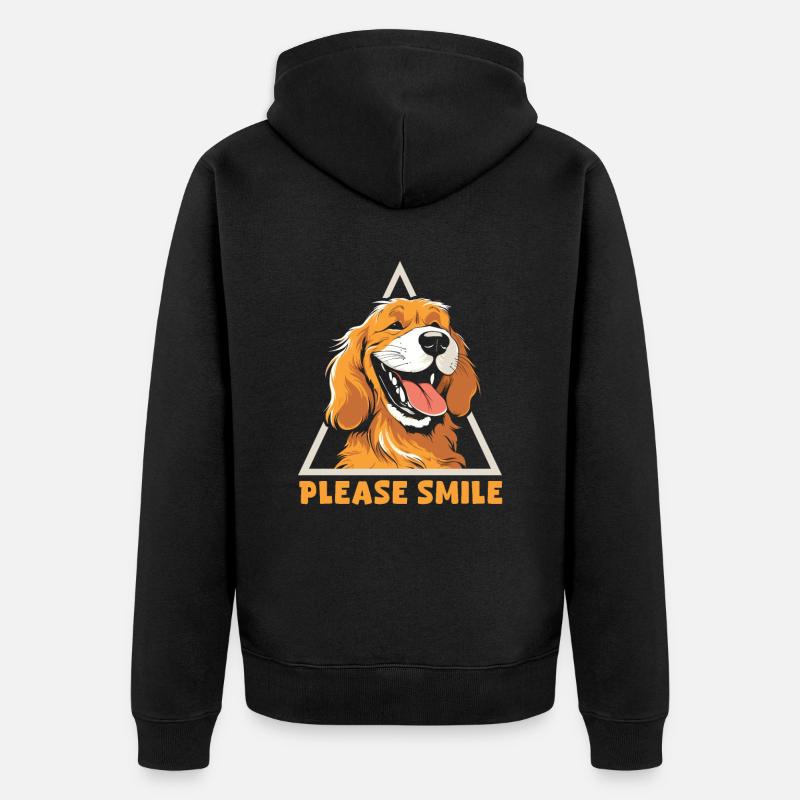 Golden Retriever Mignon Juste Sourire - Veste à capuche bio Premium Unisexe - noir