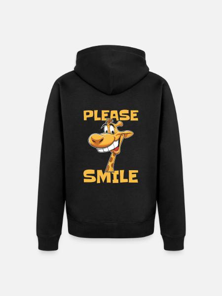 Giraffe Funny Just Smile - Unisex Premium Organic Zip Hoodie - black