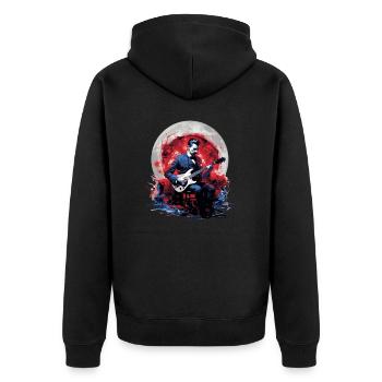 Gitarren E-Gitarren-Saiten E-Gitarre Musiker - Unisex Premium Bio Zip Hoodie - Schwarz - Hinten - Nico (187cm)