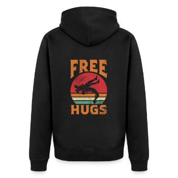 Wrestling - Unisex Premium Bio Zip Hoodie - Schwarz - Hinten - Nico (187cm)