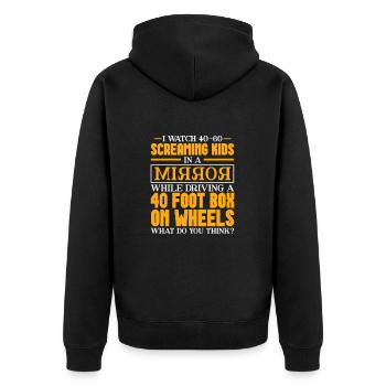 Busfahrer Busfahrerin Bus Schuhlbus Geschenk - Unisex Premium Bio Zip Hoodie - Schwarz - Hinten - Nico (187cm)