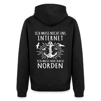 Norden Spruch - Unisex Premium Bio Zip Hoodie - Schwarz - Hinten - Nico (187cm)