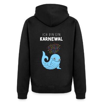 Ich bin ein Karnewal Karneval Konfetti Karnevalfan - Unisex Premium Bio Zip Hoodie - Schwarz - Hinten - Nico (187cm)