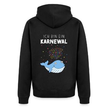 Ich bin ein Karnewal Karneval Kostümersatz - Unisex Premium Bio Zip Hoodie - Schwarz - Hinten - Nico (187cm)