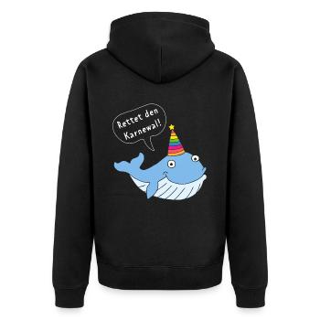 Karneval Fasching Konfetti Karnewal Rosenmontag - Unisex Premium Bio Zip Hoodie - Schwarz - Hinten - Nico (187cm)