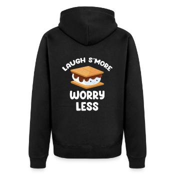 Lachen Sie Mehr Und Machen Sie Sich Weniger - Unisex Premium Bio Zip Hoodie - Schwarz - Hinten - Nico (187cm)