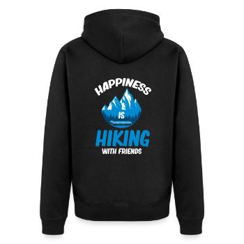 Glück Ist Wandern Mit Freunden, Wanderer, - Unisex Premium Bio Zip Hoodie - Schwarz - Hinten - Nico (187cm)