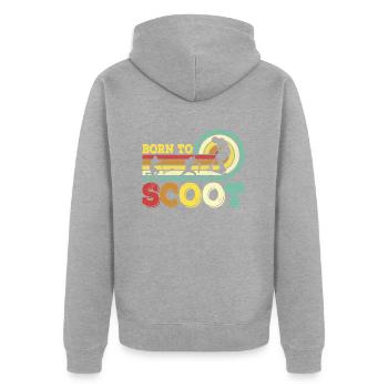Born to Scoot Stuntscooter Trickscooter Roller - Unisex Premium Bio Zip Hoodie - Grau meliert - Hinten - Nico (187cm)