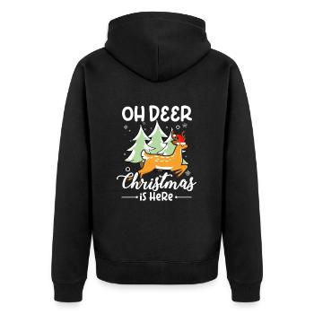 Weihnachtsmann Lebkuchen Rentier Winter - Unisex Premium Bio Zip Hoodie - Schwarz - Hinten - Nico (187cm)