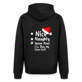 Weihnachtsmann Lebkuchen Rentier Winter - Unisex Premium Bio Zip Hoodie - Schwarz - Hinten - Nico (187cm)