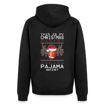This Is My Christmas Football Pajama Shirt - Unisex Premium Bio Zip Hoodie - Schwarz - Hinten - Nico (187cm)