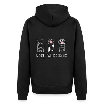 Rock Paper Scissors - Unisex Premium Bio Zip Hoodie - Schwarz - Hinten - Nico (187cm)