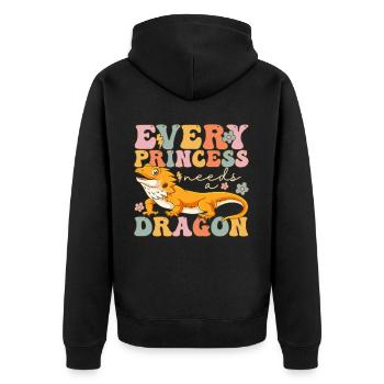 Groovy Bearded Dragon Girl - Unisex Premium Bio Zip Hoodie - Schwarz - Hinten - Nico (187cm)
