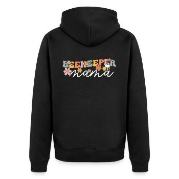 Groovy Imkerei Mama - Unisex Premium Bio Zip Hoodie - Schwarz - Hinten - Nico (187cm)