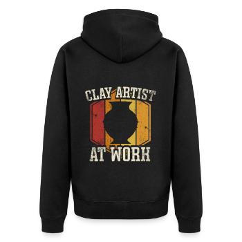 Ceramic Pottery Sculpture - Unisex Premium Organic Zip Hoodie - black - Back - Nico (187cm)