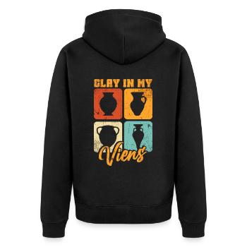Ceramic Pottery Sculpture - Unisex Premium Organic Zip Hoodie - black - Back - Nico (187cm)