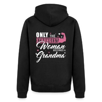 Only The Strongest Woman Becomes A Grandma Mother' - Unisex Premium Bio Zip Hoodie - Schwarz - Hinten - Nico (187cm)